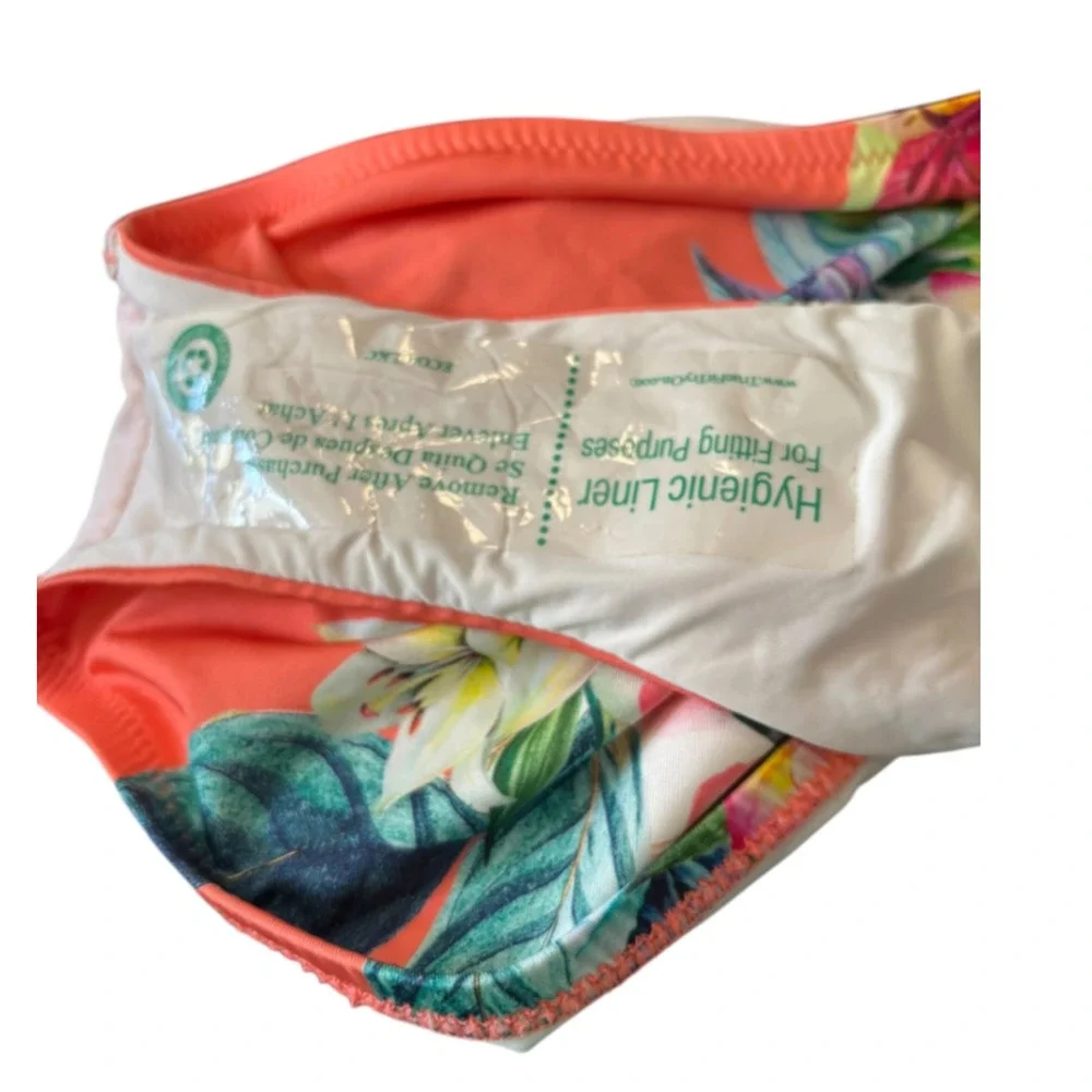 Sunshine 79 Women‎ Coral Tropical Floral Side Tie Bikini Bottoms Size 12 NWT